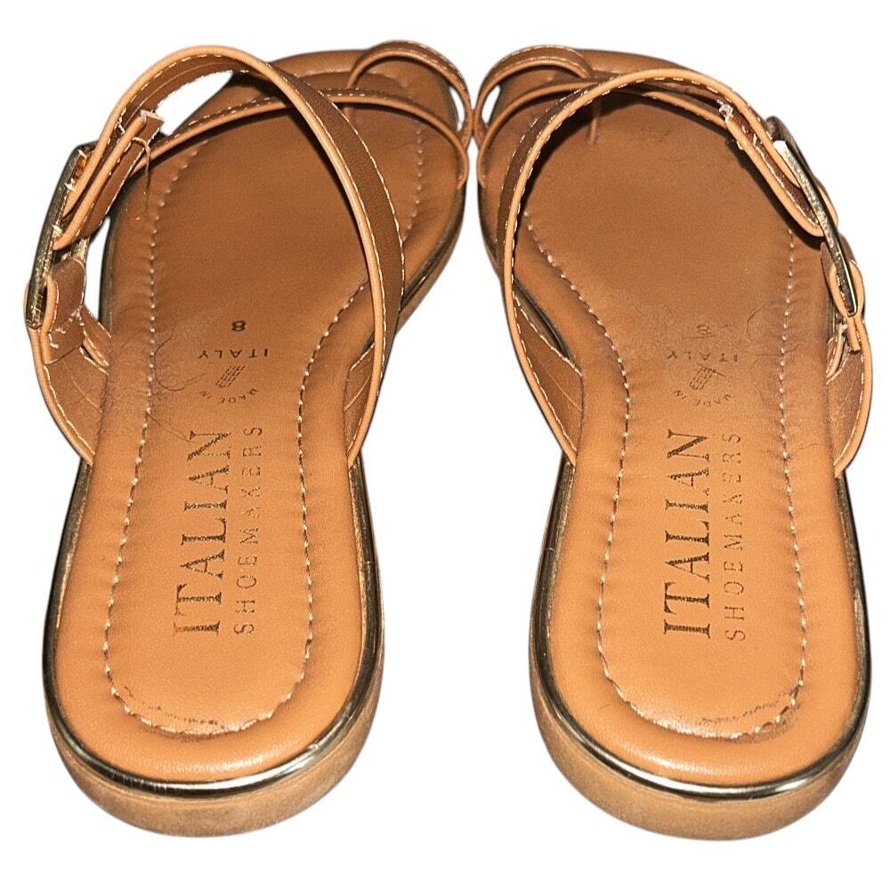 Italian Shoemakers Faux Leather Tan Sandals 8 - Picture 4 of 5